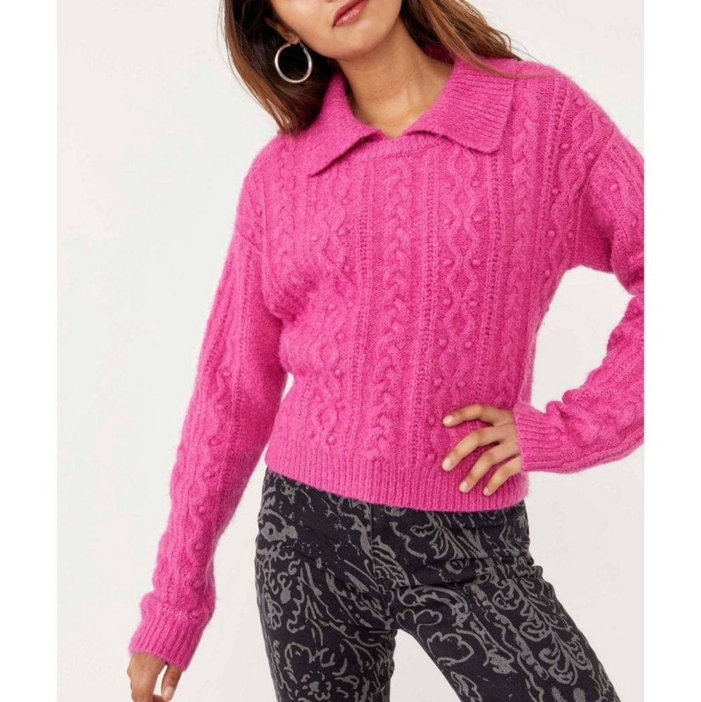 NWOT Free People Every Cloud Pullover in Fuchsia Fizz